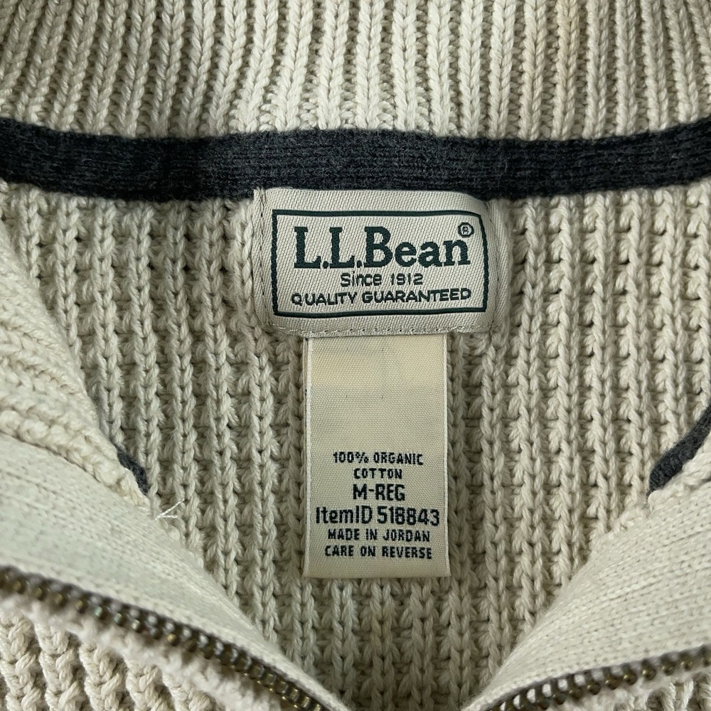 L.L. Bean Cable Knit Quarter Zip Sweater Long Sleeve Color Block Mens Medium NWT - Picture 5 of 13